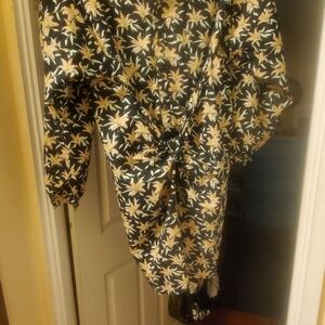 Acacia Swimwear Black and Yellow Floral Long Sleeve Dress
